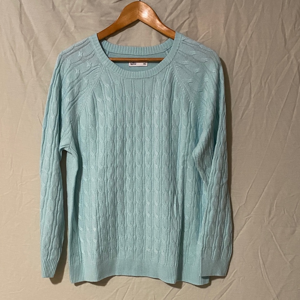 croft & barrow Women’s Light Aqua Cable Crew Sweater